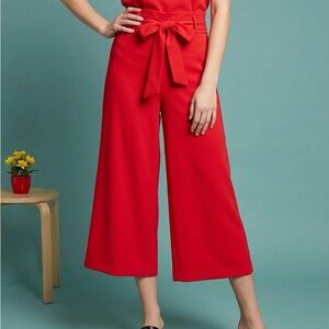 NWT Red Women's Culottes-Size XL-Fabric Tie Belt